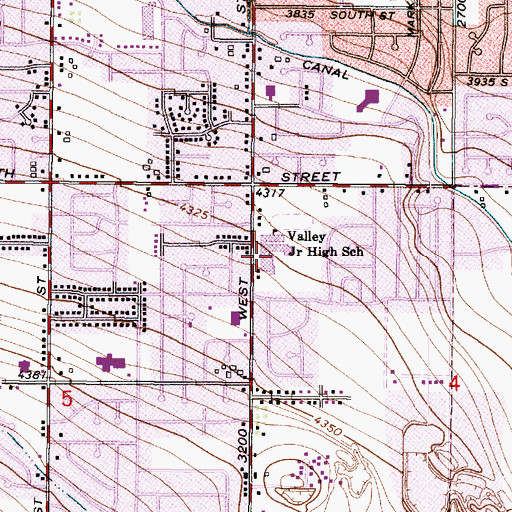 Topographic Map of Valley Junior High School, UT