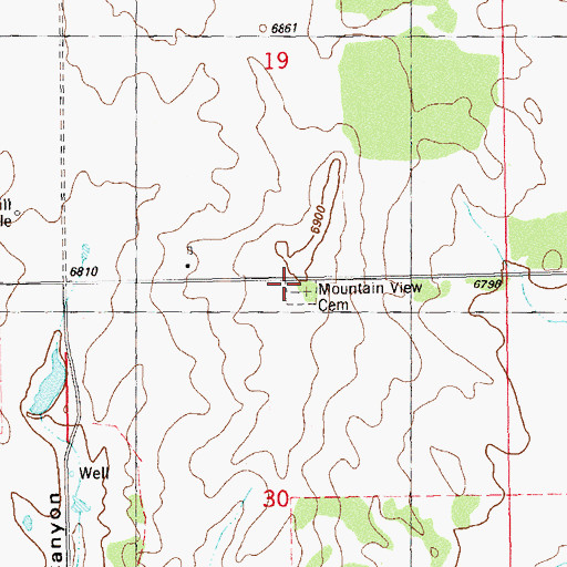 Topographic Map of Valley View Cemetery, UT