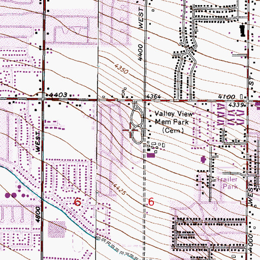 Topographic Map of Valley View Memorial Park, UT