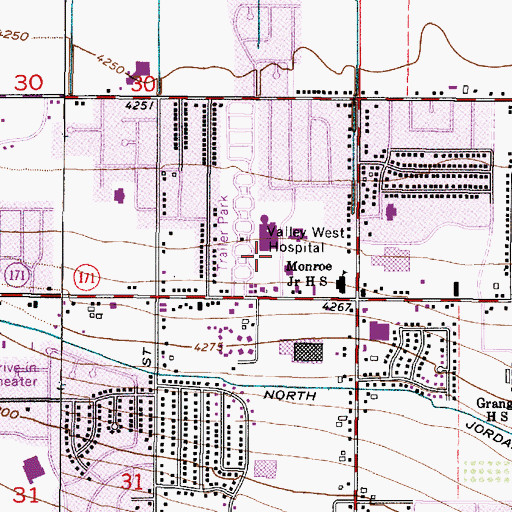 Topographic Map of Pioneer Valley Hospital, UT
