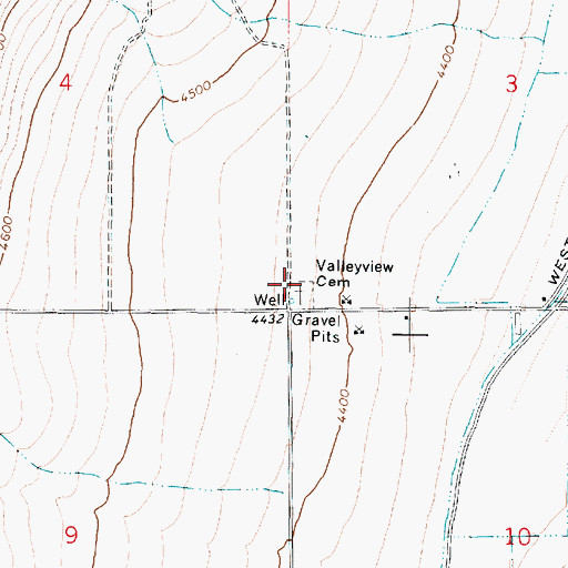 Topographic Map of Valleyview Cemetery, UT