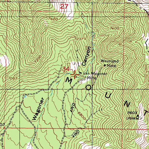 Topographic Map of Van Wagoner Mine, UT