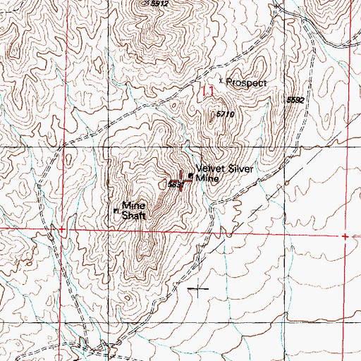 Topographic Map of Velvet Silver Mine, UT
