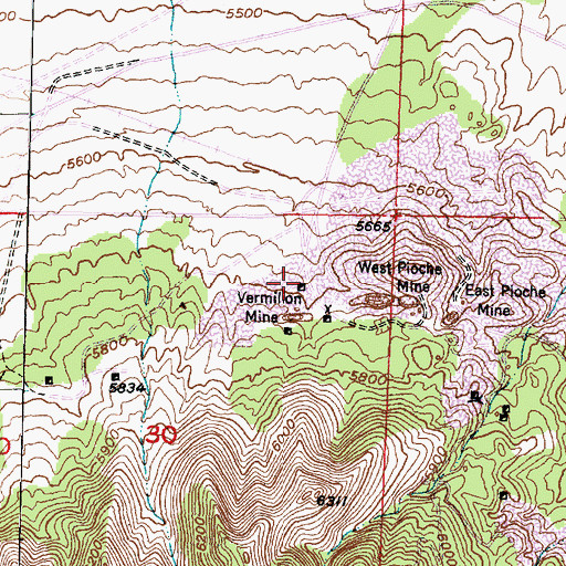 Topographic Map of Vermillion Mine, UT