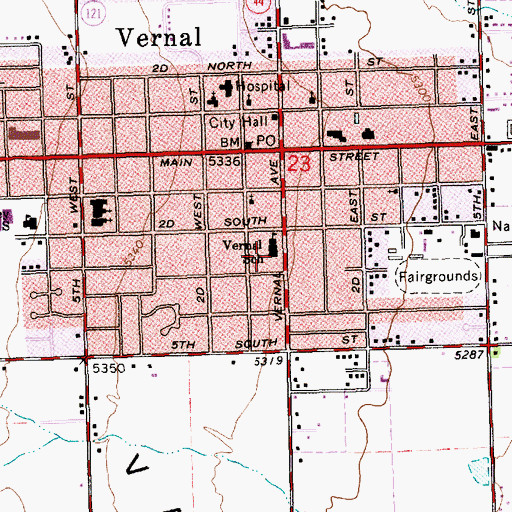Topographic Map of Ashley Valley Education Center, UT