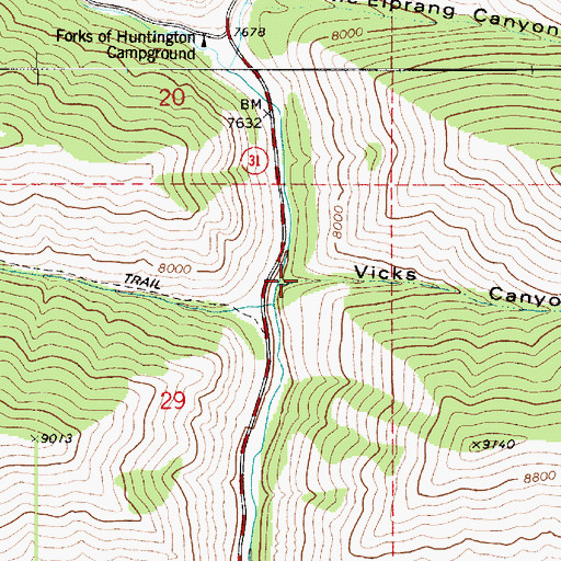 Topographic Map of Vicks Canyon, UT