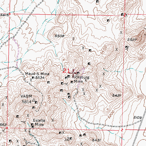 Topographic Map of Vicksburg Mine, UT