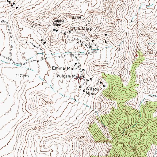 Topographic Map of Vulcan Mine, UT