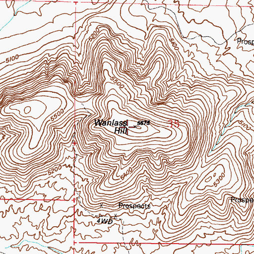Topographic Map of Wanlass Hill, UT