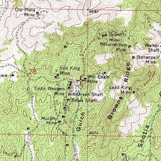 Topographic Map of War Eagle Mine, UT