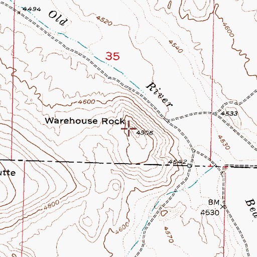 Topographic Map of Warehouse Rock, UT