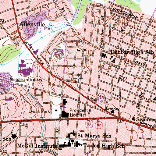 Topographic Map of Greater Mount Olive Baptist Church Number 2, AL