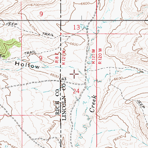 Topographic Map of Warner Hollow, WY