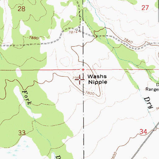 Topographic Map of Washs Nipple, UT