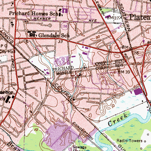 Topographic Map of Green Grove Missionary Baptist Church, AL