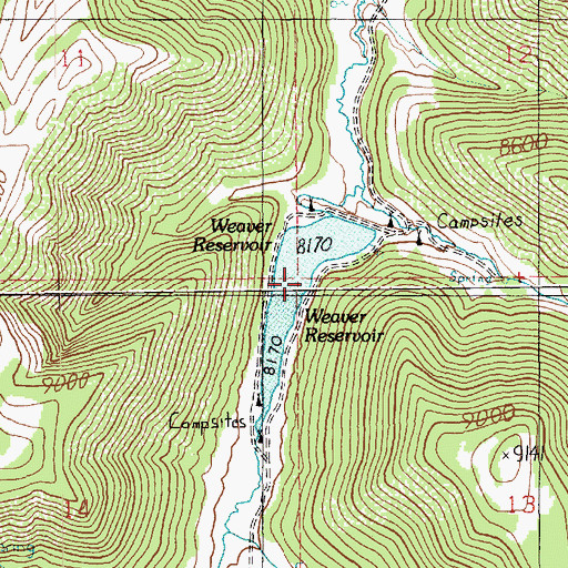 Topographic Map of Weaver Reservoir, UT