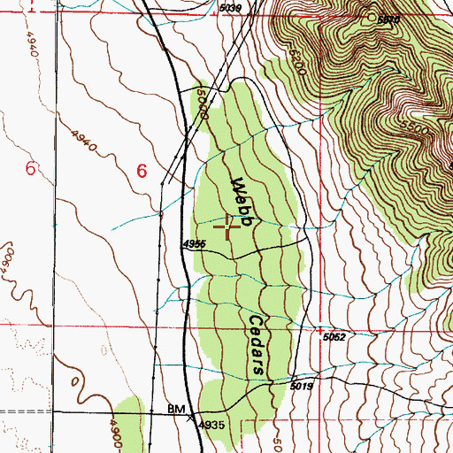 Topographic Map of Webb Cedars, UT