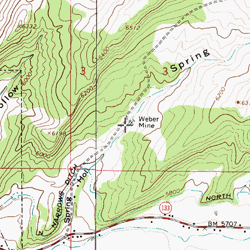 Topographic Map of Weber Mine, UT