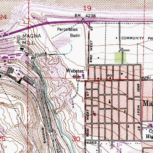 Topographic Map of Webster School, UT