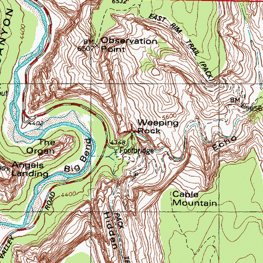 Topographic Map of Weeping Rock, UT