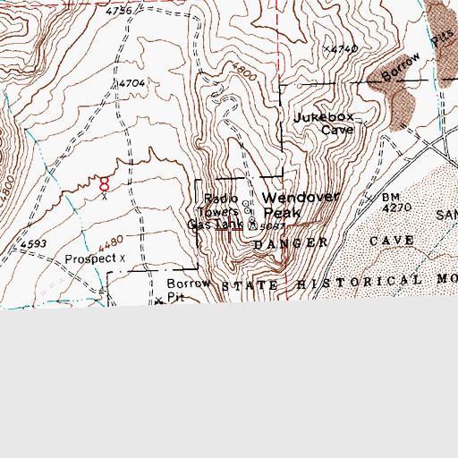 Topographic Map of Wendover Peak, UT