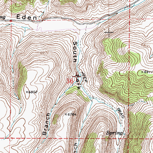 Topographic Map of West Branch South Fork South Eden Canyon, UT