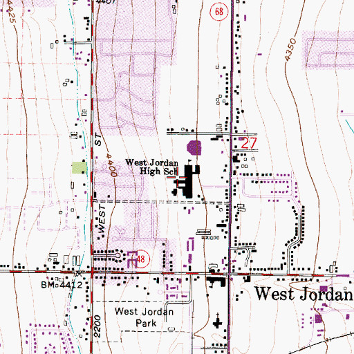 Topographic Map of West Jordan Middle School, UT