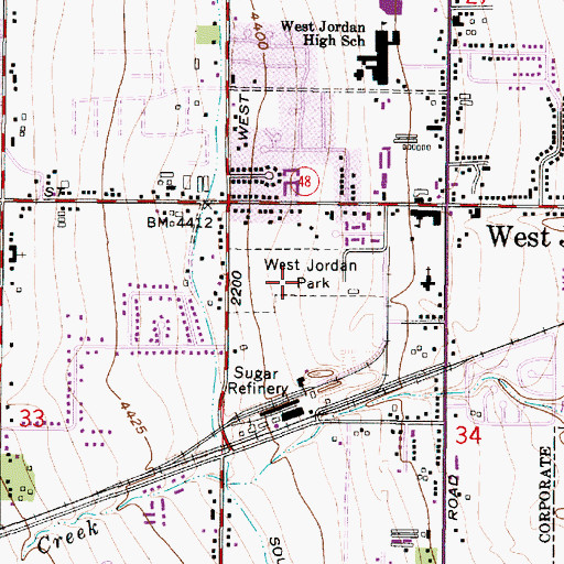 Topographic Map of West Jordan Park, UT