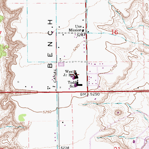 Topographic Map of West Junior High School, UT