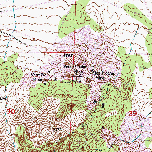 Topographic Map of West Pioche Mine, UT