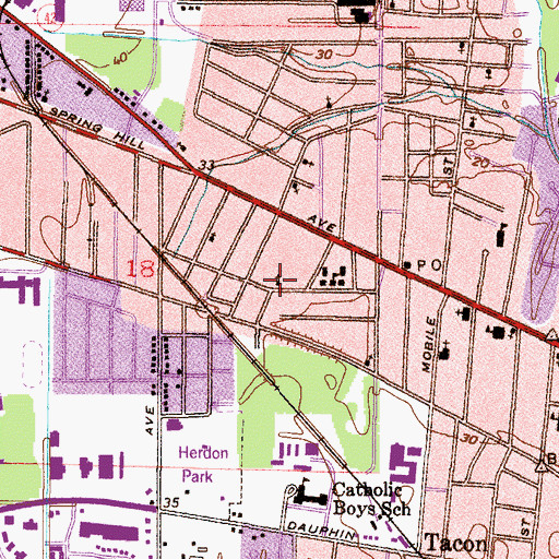 Topographic Map of Haas Avenue Missionary Baptist Church, AL