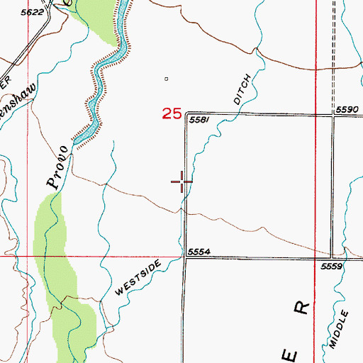 Topographic Map of Westside Ditch, UT