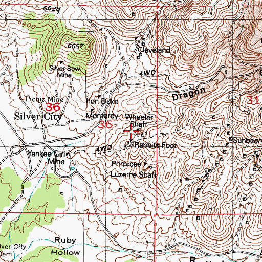 Topographic Map of Wheeler Shaft, UT