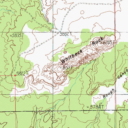 Topographic Map of Whitbeck Rock, UT