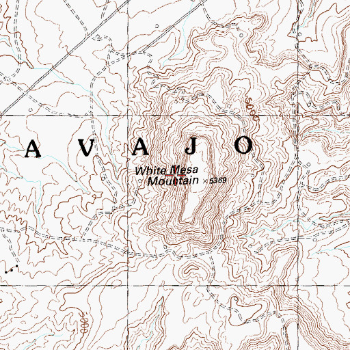 Topographic Map of White Mesa Mountain, UT