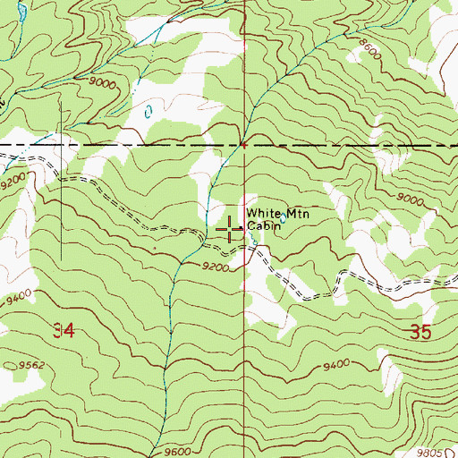 Topographic Map of White Mountain Cabin, UT