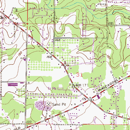Topographic Map of Helton Road Baptist Church, AL