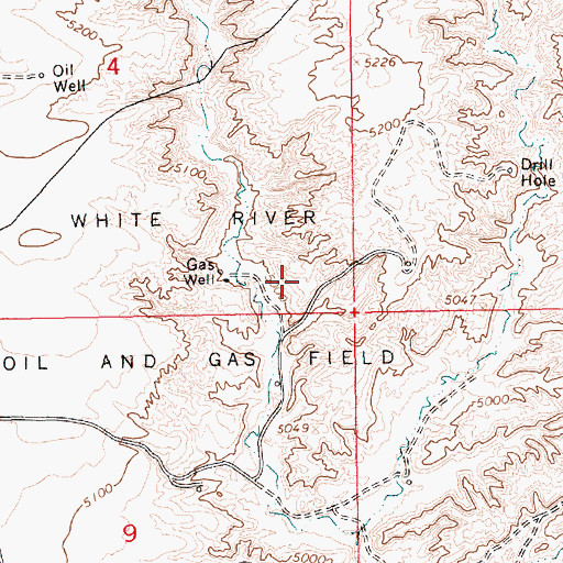 Topographic Map of White River Oil and Gas Field, UT