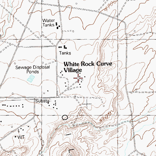 Topographic Map of White Rock Curve Village, UT