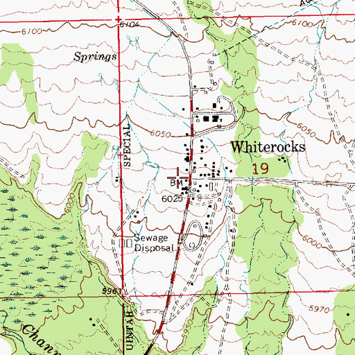 Topographic Map of Whiterocks, UT