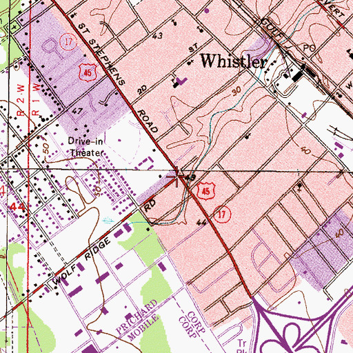 Topographic Map of Highway 45 Baptist Church, AL