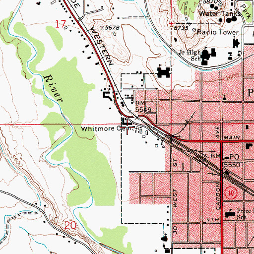 Topographic Map of Whitmore Cemetery, UT