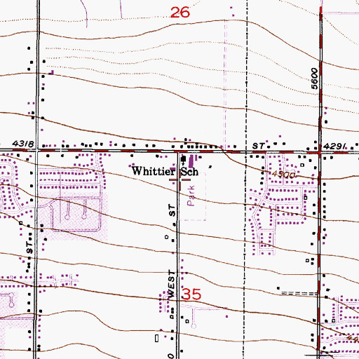 Topographic Map of Whittier Elementary School, UT
