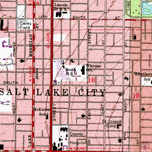 Topographic Map of Whittier Elementary School, UT