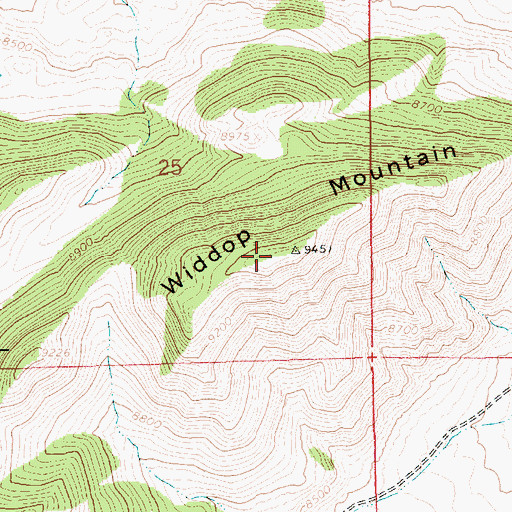 Topographic Map of Widdop Mountain, UT