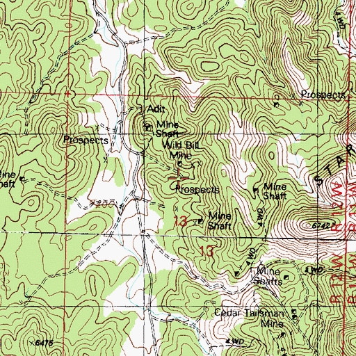 Topographic Map of Wild Bill Mine, UT