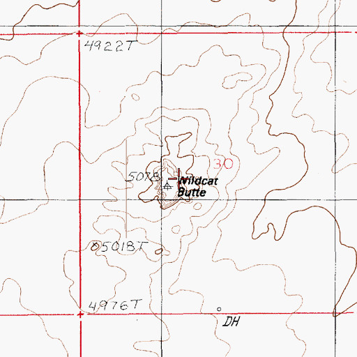 Topographic Map of Wildcat Butte, UT