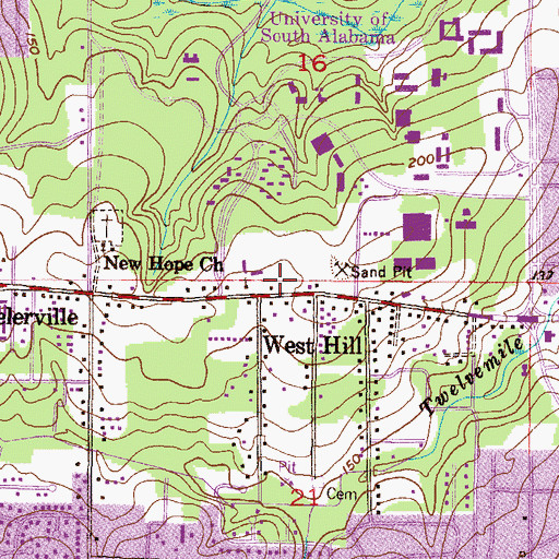 Topographic Map of Hilltop Park, AL