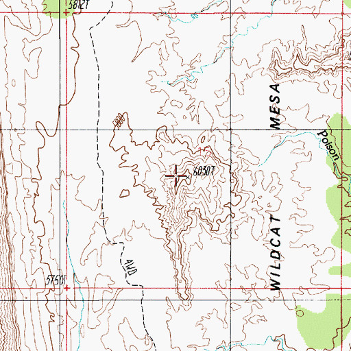 Topographic Map of Wildcat Mesa, UT