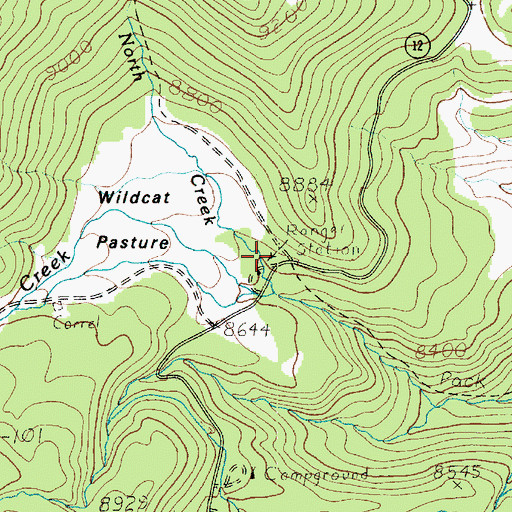 Topographic Map of Wildcat Ranger Station, UT